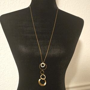 Gold Long Circle Pendant Necklace - Women Jewelry